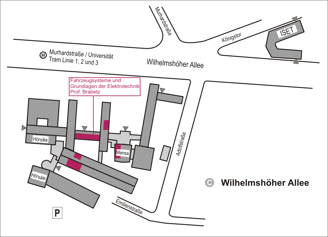 Site plan university location Wilhelmshöher Allee