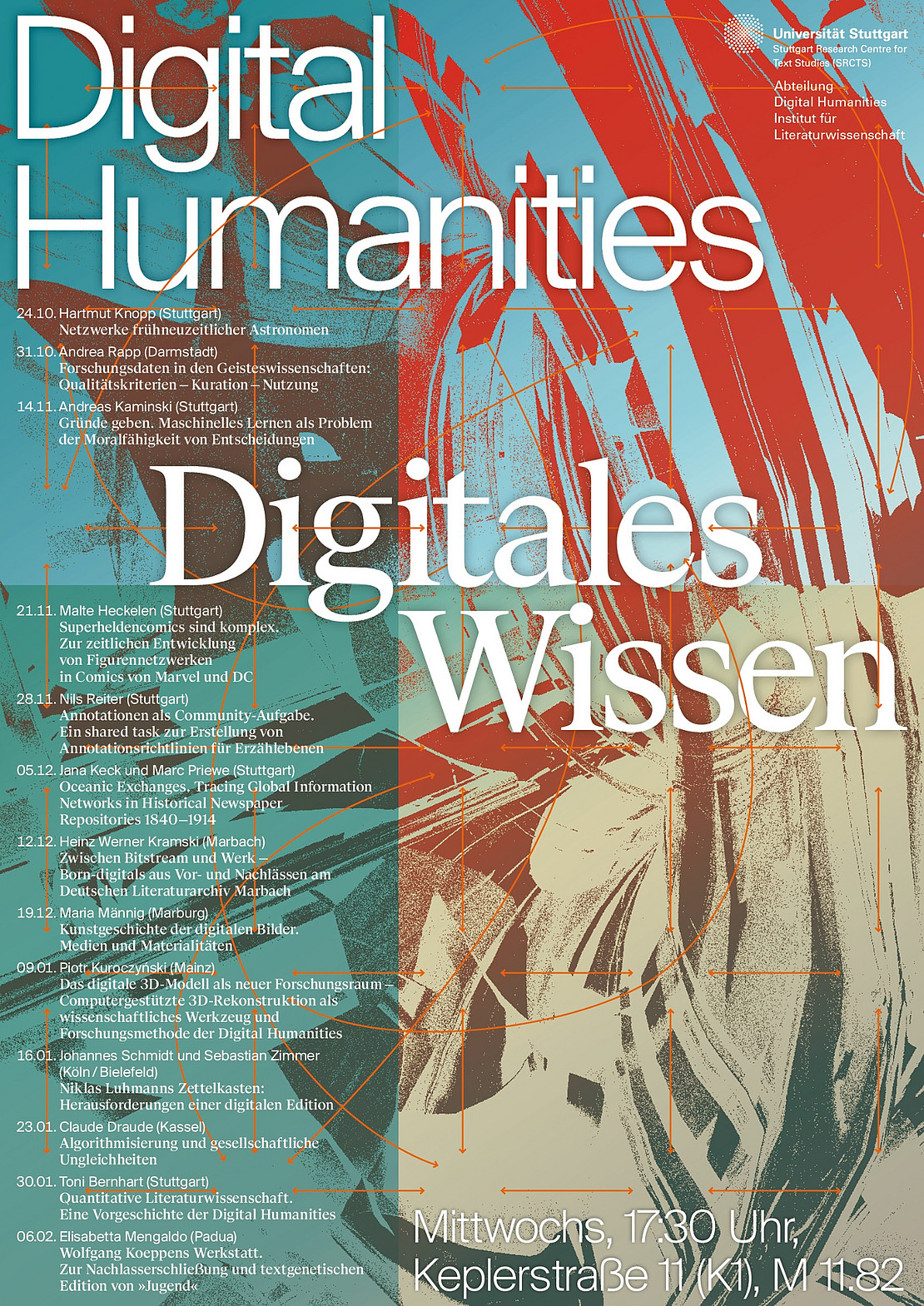 Digital Humanities - Digitales Wissen, Mittwochs, 17:30 Uhr, Keplerstraße 11 (K1), M 11.82, Universität Stuttgart