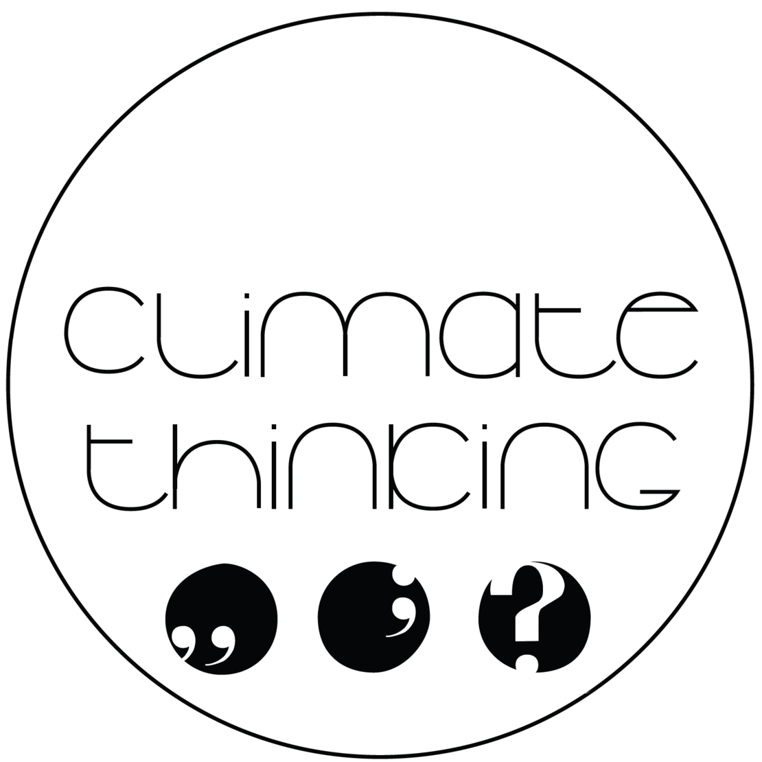Das Logo von Climate Thinking; die Worte Climate Thinking mittig in einem Kreis