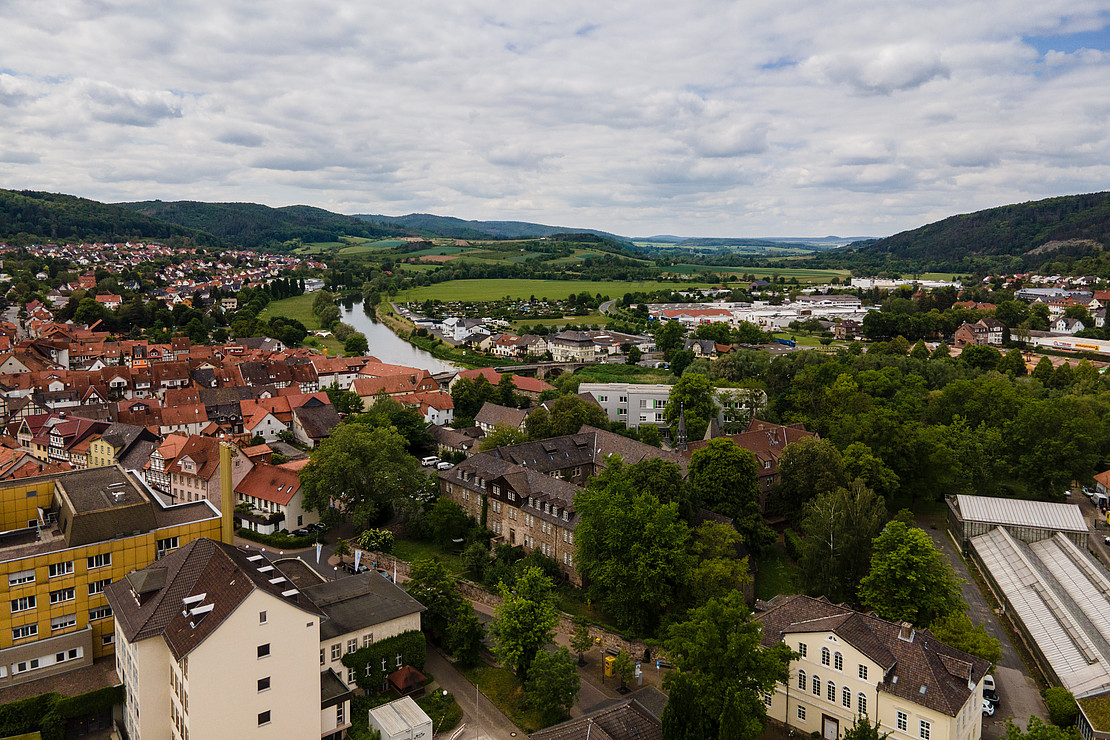 View of the town of Witzenhausen from above
