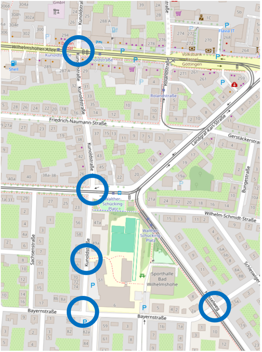 Karte Wilhelmshöhe Messung April bis Juni 2026