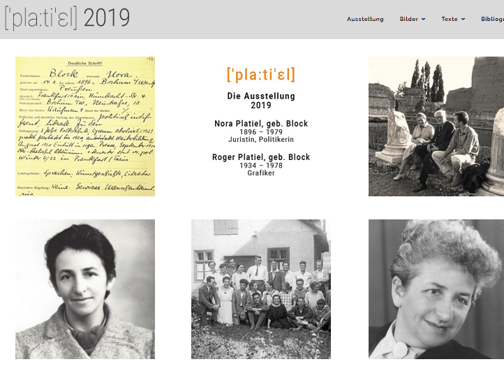 Screenshot der Ausstellungswebseite über Nora Platiel