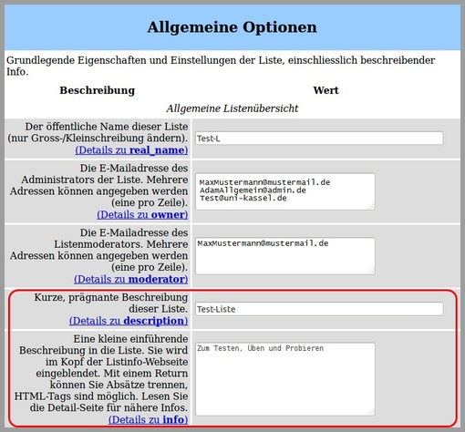  (öffnet Vergrößerung des Bildes)Listenbeschreibung hinterlegen