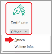 Zertifikate öffnen