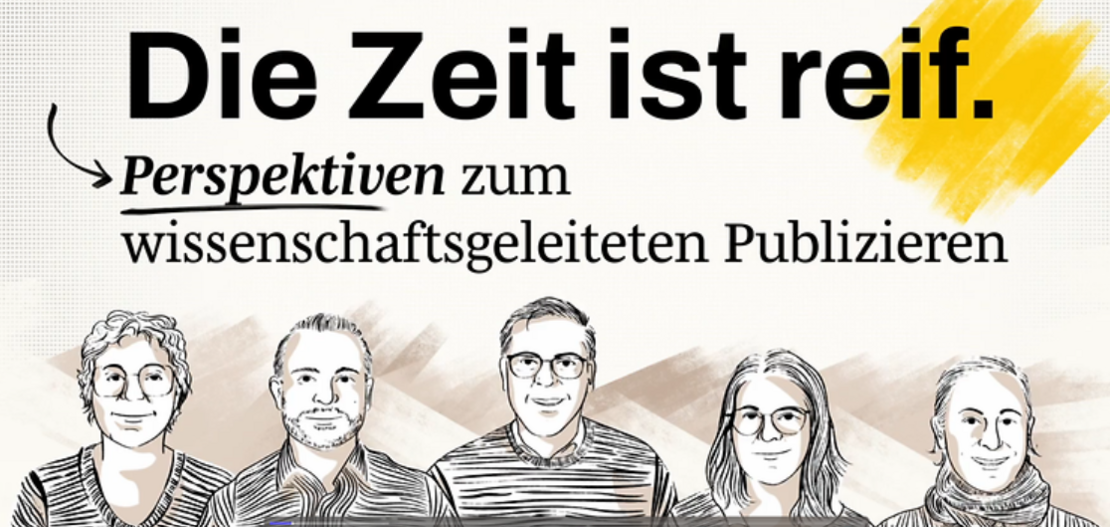 Startbild des Kurzfilms "Die Zeit ist reif" der DFG mit fünf Wissenschaftler:innen