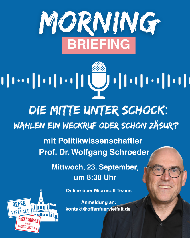 Event poster with text and a photo of Prof. Schroeder on a blue background