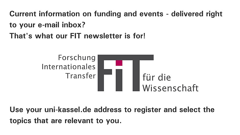 FIT Logo with information on the newsletter and a link to the FIT webpage at https://fit.uniks.de
