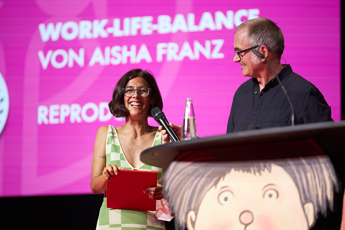 Aisha Franz at the award ceremony.