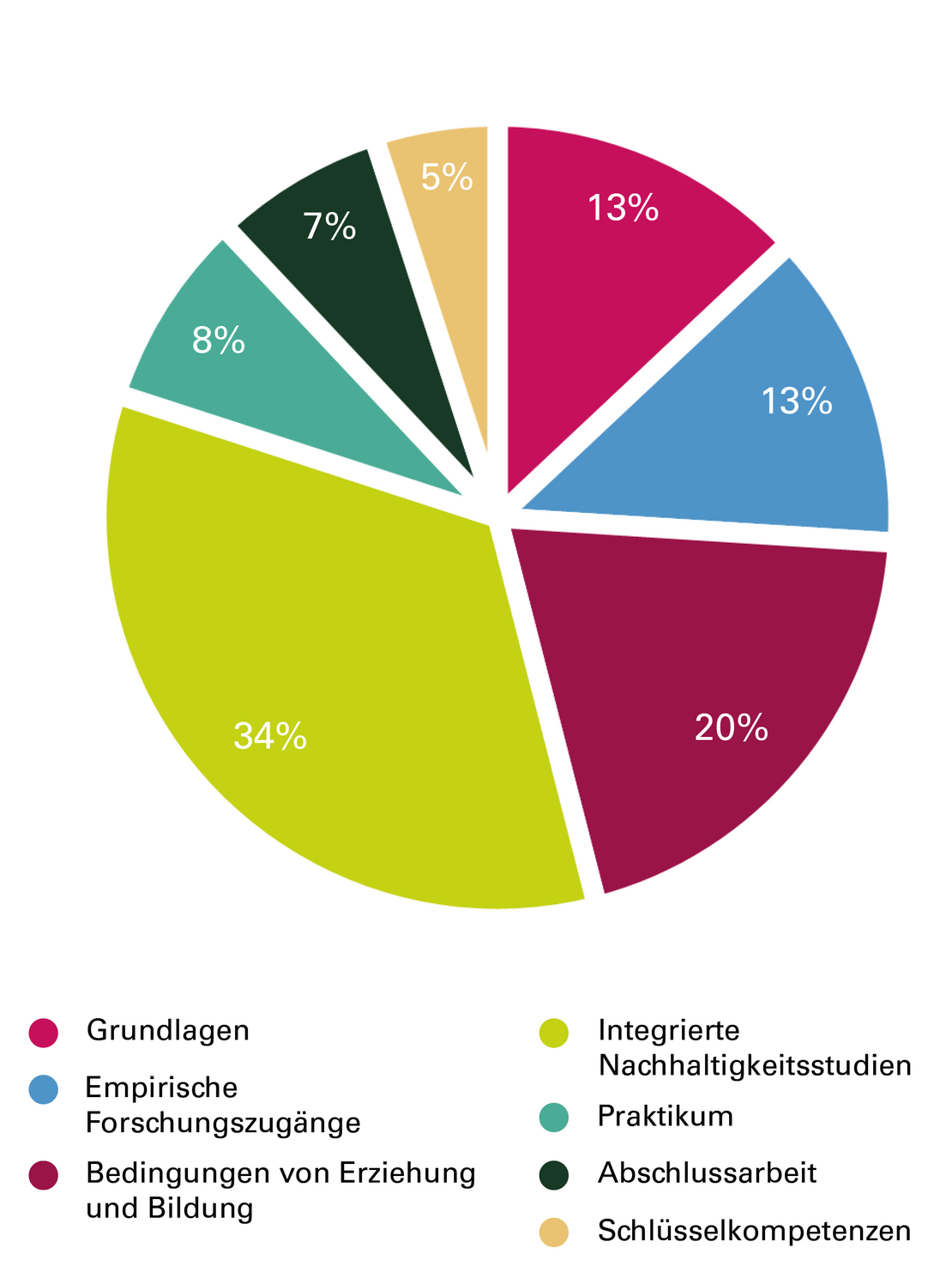 Pie chart: Overview of course content