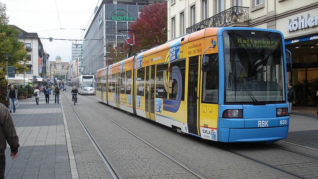 Streetcars in the Königsstraße in Kassel.