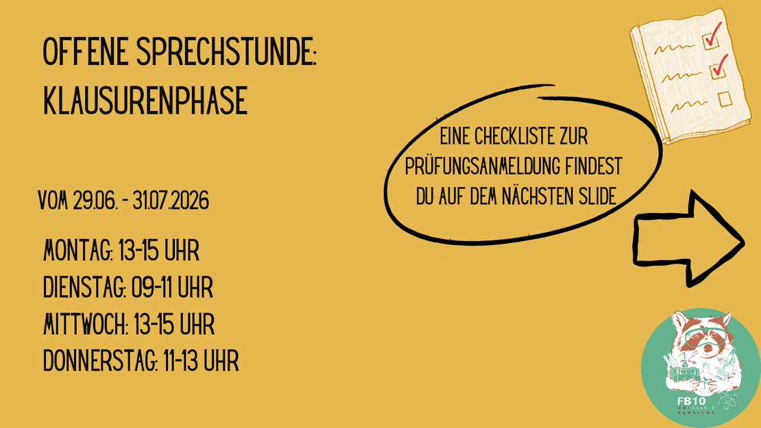 Sprechstunde Klausurenphase Studienservice