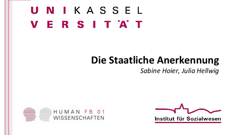 Deckblatt Präsentation zur Staatlichen Anerkennung