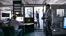 Researchers at the Department of Metallic Materials preparing an X-ray structural analysis.