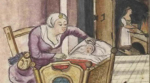 Mutter und Wiegenkind: Zeichnung von ca. 1520 aus dem Trachtenbuch von Matthäus Schwarz.