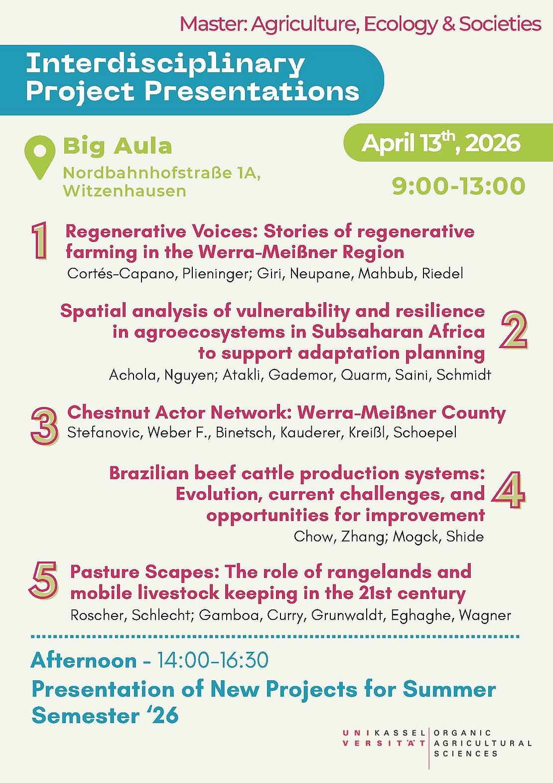 Poster with program items of the event