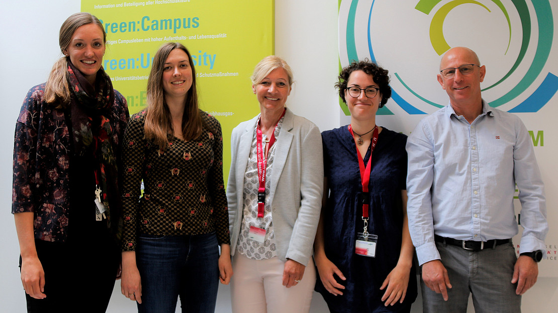 Das Bild zeigt Das Team Green Office der Universität Kassel: Larissa Katzmann, Valentina Binder, Nadine Chrubasik, Aylin Körpe, Georg Mösbauer 